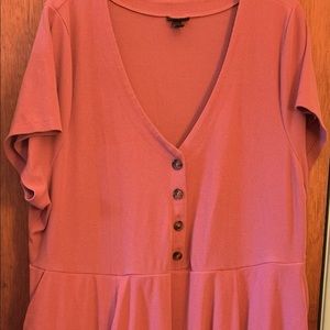 Torrid Dusty Rose (pink) Ribbed Button Down Skater Dress Size 4 (24-26)